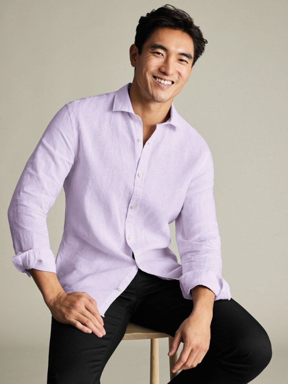 NWT Charles Tyrwhitt 100% linen shirt in lilac (brand new)